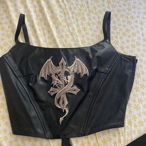 Faux Leather Dragon Corset